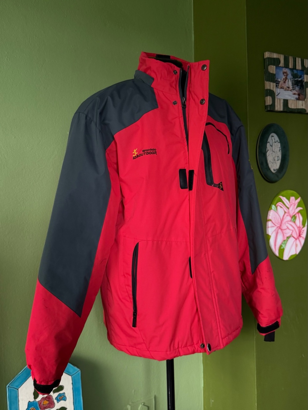 Red and Charcoal Winter Ski Jacket